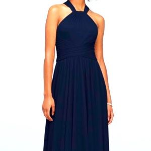 David’s Bridal High-Neck Bridesmaid Dress with Full Skirt